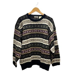 Vintage Ports International Pure Virgen Wool Icelandic Pattern Sweater